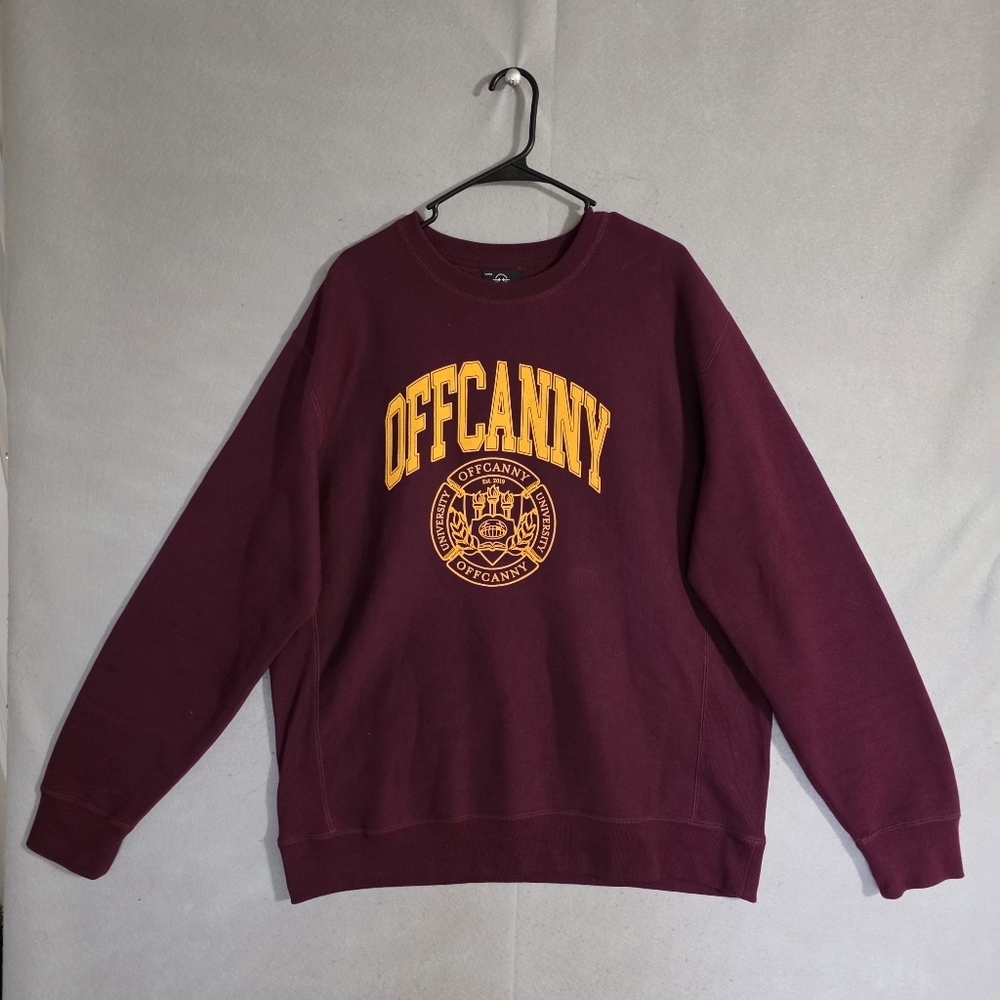 NWOT Offcanny University Mens Maroon Crewneck Sweater Size Large
